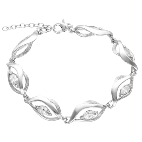 Bransoletka z białą cyrkonią srebro oksydowane