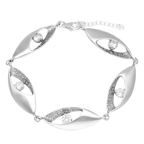 Bransoletka z białą cyrkonią srebro oksydowane