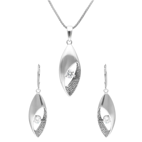 Komplet z białą cyrkonią srebro oksydowane