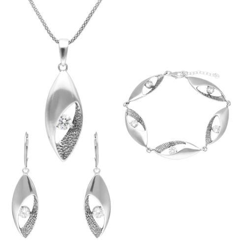 Komplet z białą cyrkonią srebro oksydowane