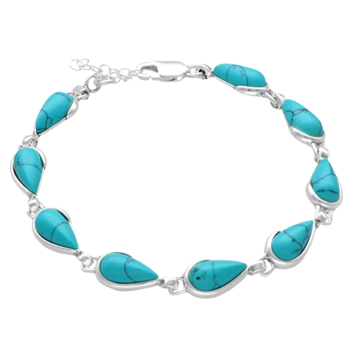 Bransoletka łezki z turkusem srebro