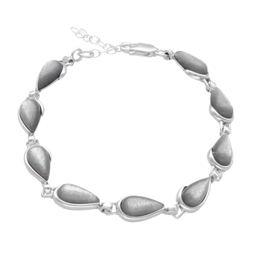 Bransoletka łezki z uleksytem srebrzystym srebro