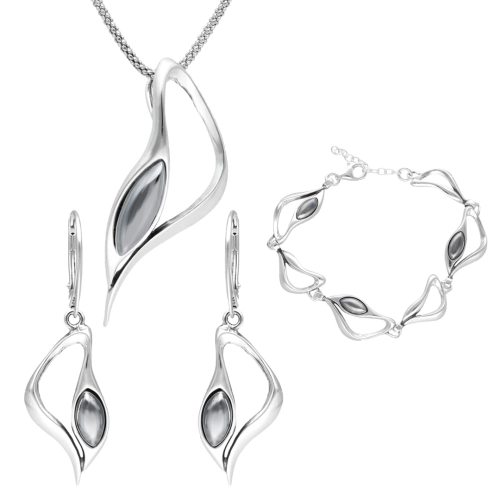 Komplet z hematytem srebro