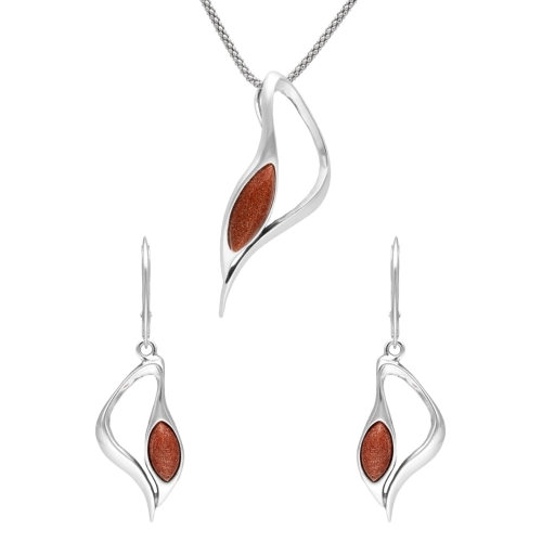 Komplet z piaskiem pustyni srebro