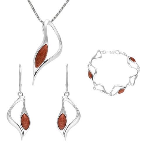 Komplet z piaskiem pustyni srebro