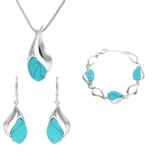 Komplet z turkusem srebro