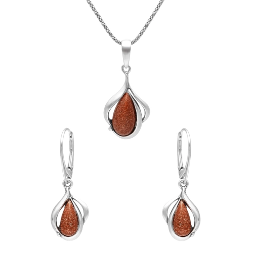 Komplet z piaskiem pustyni srebro