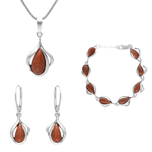 Komplet z piaskiem pustyni srebro