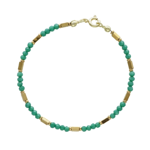 Bransoletka z zielonymi kryształkami i hematytem