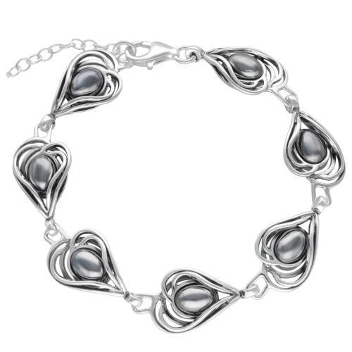 Bransoletka z hematytem srebro