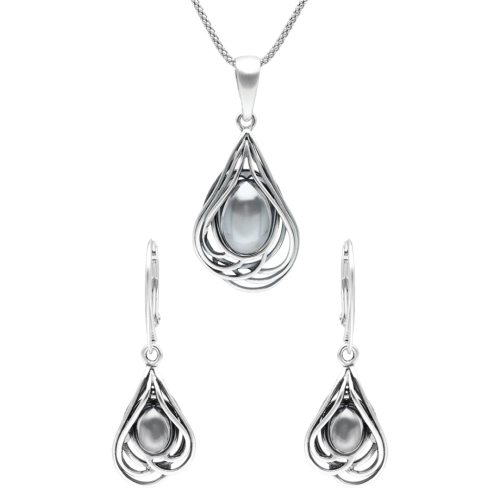 Komplet z hematytem srebro