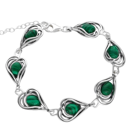 Bransoletka z malachitem srebro