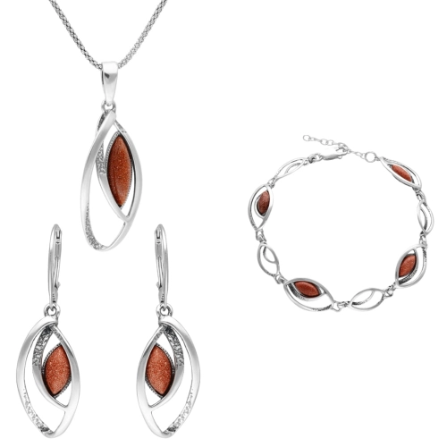 Komplet z piaskiem pustyni srebro oksydowane