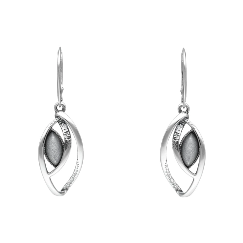 Kolczyki z uleksytem srebrzystym srebro oksydowane