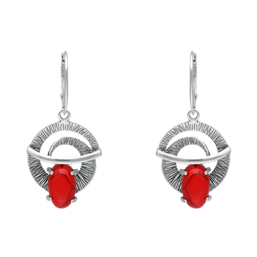 Kolczyki z koralem srebro oksydowane