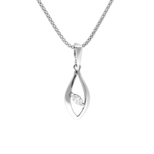 Wisior łezka z białą cyrkonią srebro