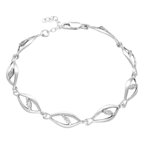 Bransoletka łezki z białymi cyrkoniami srebro