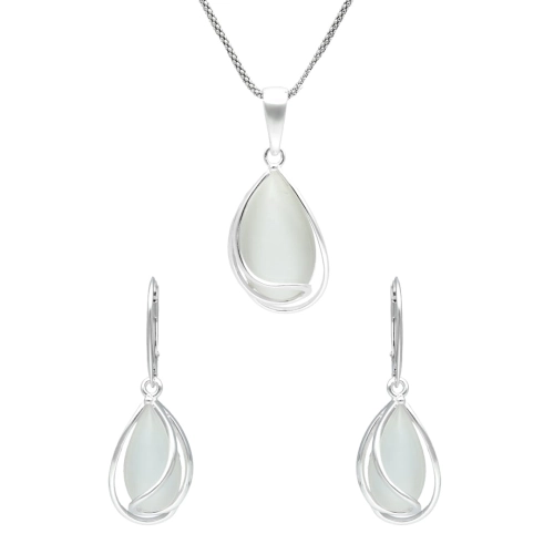 Komplet z białymi uleksytami srebro