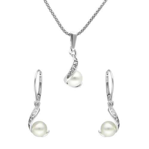 Komplet z perłą i cyrkoniami srebro