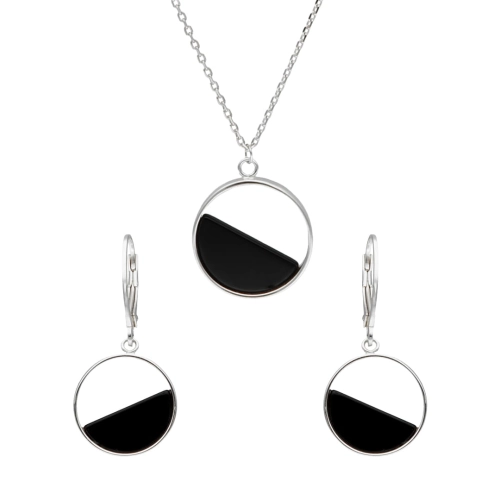 Komplet koła z onyksem srebro