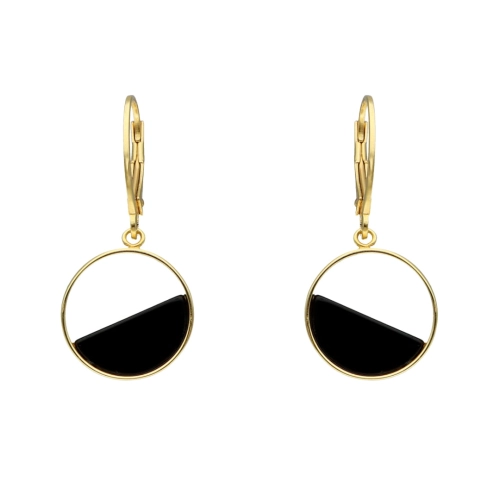 Kolczyki koła z onyksem srebro pozłacane