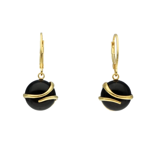 Kolczyki koła z onyksem srebro pozłacane