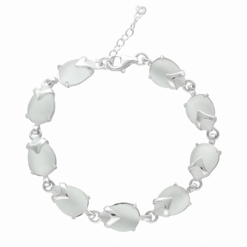 Bransoletka z białym uleksytem srebro