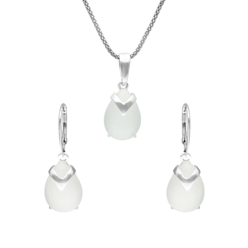 Komplet z białym uleksytem srebro