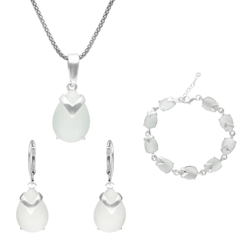 Komplet z białym uleksytem srebro