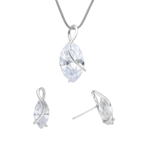 Komplet z białą cyrkonią srebro