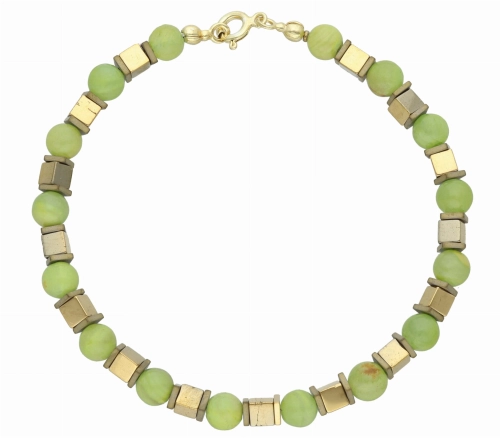 Bransoletka z aragonitem i hematytem srebro pozłacane