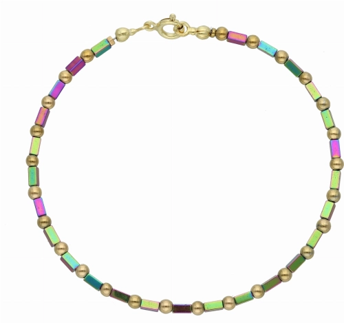 Bransoletka z hematytem kolorowym srebro pozłacane