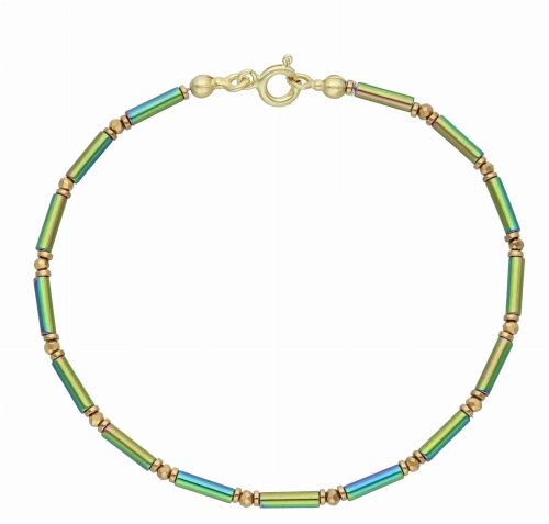 Bransoletka z hematytem kolorowym srebro pozłacane