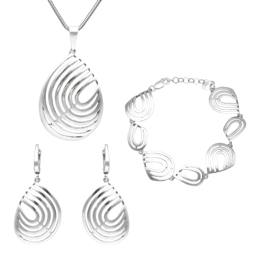 Komplet geometryczny srebro oksydowane