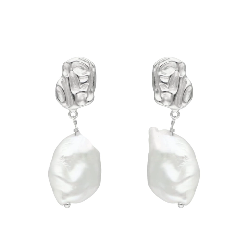 Kolczyki z perłą naturalną srebro rodowane