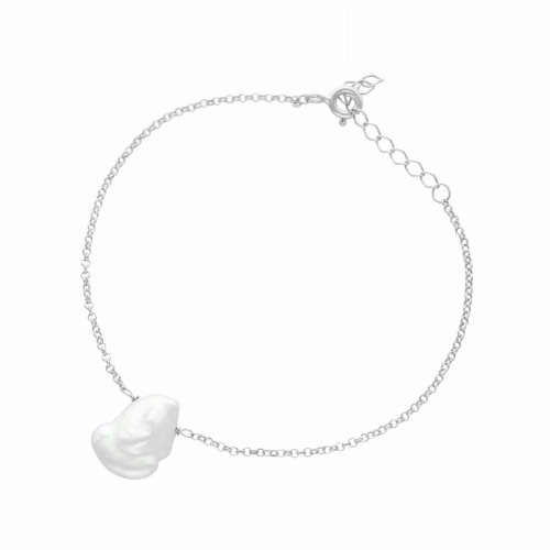 Bransoletka z perłą naturalną srebro rodowane