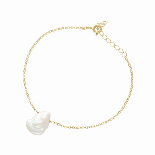 Bransoletka z perłą naturalną srebro pozłacane