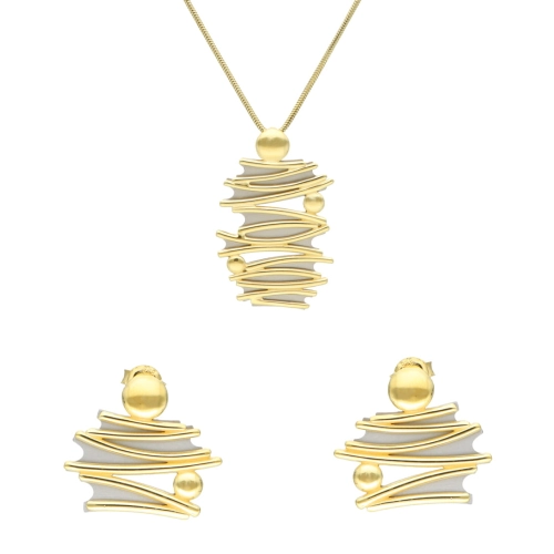 Komplet srebrny tytan i srebro pozłacane