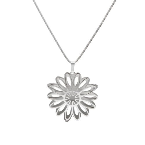 Wisior ażurowy kwiatek srebrny tytan i srebro rodowane