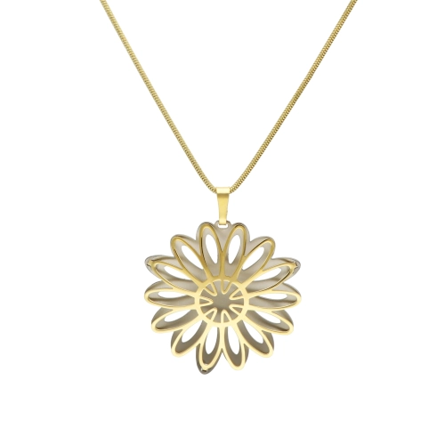 Wisior ażurowy kwiatek srebrny tytan i srebro pozłacane