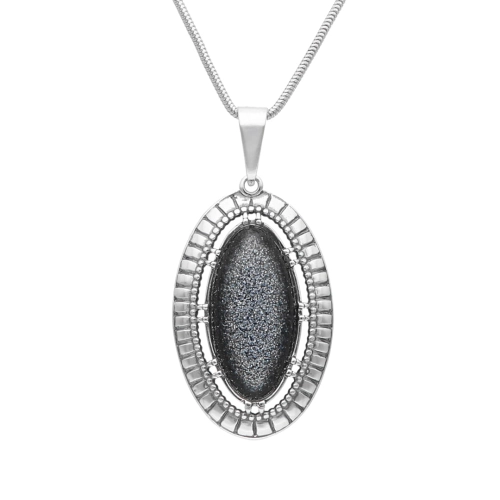 Wisior owalny z kamieniem słonecznym multikolor srebro oksydowane