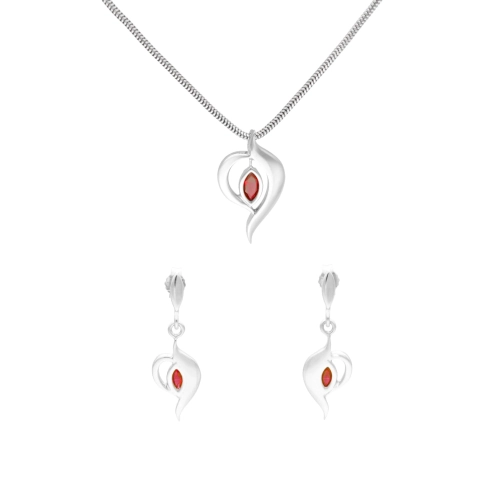 Komplet z rubinową cyrkonią srebro