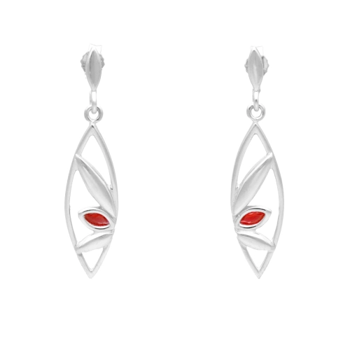 Kolczyki z rubinowymi cyrkoniami łezki srebro