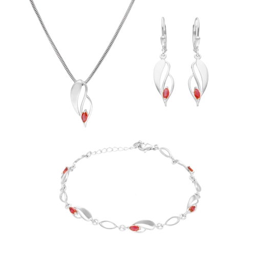 Komplet z rubinową cyrkonią srebro
