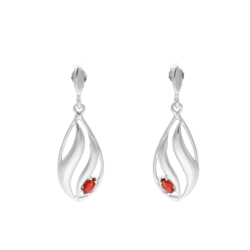 Kolczyki z rubinowymi cyrkoniami srebro