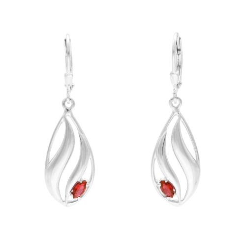 Kolczyki z rubinowymi cyrkoniami srebro