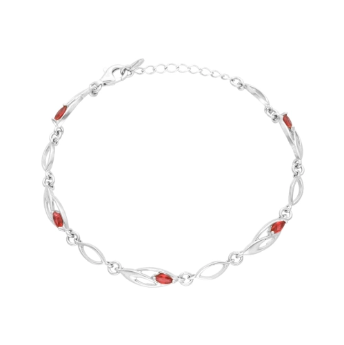 Bransoletka z rubinową cyrkonią srebro