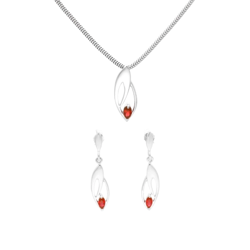 Komplet z rubinową cyrkonią srebro