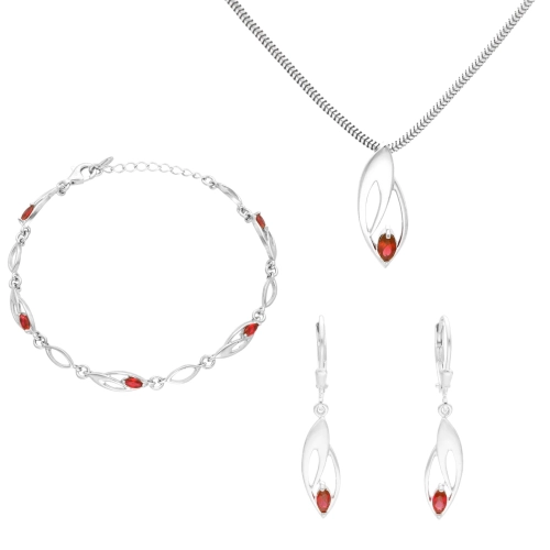 Komplet z rubinową cyrkonią srebro