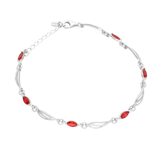Bransoletka z rubinowymi cyrkoniami srebro